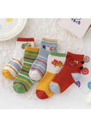 5pairs/lot 3 to 12 Years Kids Soft Cotton Socks Boy Girl Baby Cute Cartoon Warm Fashion School Socks Autumn Winter Cartoon