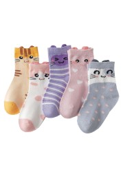 5pairs/lot Cute Cartoon Baby Girls Socks Winter Thicken Soft Kawaii Infant Toddler Socks Cotton Baby Boy Sports Socks for 1-12Y