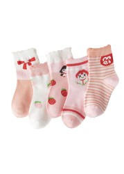 5pairs/lot Cute Cartoon Baby Girls Socks Winter Thicken Soft Kawaii Infant Toddler Socks Cotton Baby Boy Sports Socks for 1-12Y