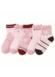 5pairs/lot Cute Cartoon Baby Girls Socks Winter Thicken Soft Kawaii Infant Toddler Socks Cotton Baby Boy Sports Socks for 1-12Y