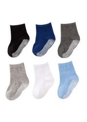 6 Pairs Set 0-7Years Cotton Boys Girls Infant Baby Kids Children Baby Non-slip Grips Socks Autumn Winter Spring Summer