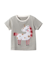 Little maven 2022 Pretty Baby Girls T-shirt Cotton Lovely Rabbit Tops Children Casual Clothes For Baby Toddler Kids