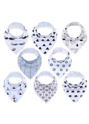 Bandana Bib Set Unisex Baby Saliva Teething Bib Set 100% Organic Cotton Newborn Absorbent Hypoallergenic 8 Pieces