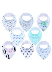 Bandana Bib Set Unisex Baby Saliva Teething Bib Set 100% Organic Cotton Newborn Absorbent Hypoallergenic 8 Pieces