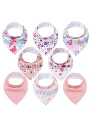 Bandana Bib Set Unisex Baby Saliva Teething Bib Set 100% Organic Cotton Newborn Absorbent Hypoallergenic 8 Pieces