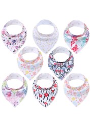 Bandana Bib Set Unisex Baby Saliva Teething Bib Set 100% Organic Cotton Newborn Absorbent Hypoallergenic 8 Pieces