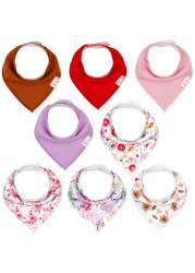 Bandana Bib Set Unisex Baby Saliva Teething Bib Set 100% Organic Cotton Newborn Absorbent Hypoallergenic 8 Pieces