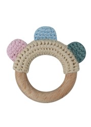 1pc or 2pcs/set BPA Free Crochet Dinosaur Baby Teether Rattle Safe Beech Wooden Teether Ring Newborn Mobile Sport Educational Toy