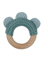 1pc or 2pcs/set BPA Free Crochet Dinosaur Baby Teether Rattle Safe Beech Wooden Teether Ring Newborn Mobile Sport Educational Toy