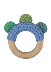 1pc or 2pcs/set BPA Free Crochet Dinosaur Baby Teether Rattle Safe Beech Wooden Teether Ring Newborn Mobile Sport Educational Toy