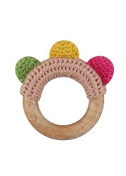 1pc or 2pcs/set BPA Free Crochet Dinosaur Baby Teether Rattle Safe Beech Wooden Teether Ring Newborn Mobile Sport Educational Toy