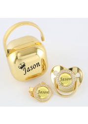 Any Name Personalized Gold Bling Pacifier Chain Clip Pacifier Box Set BPA Free Doll Pacifier Luxury Pacifier Baby Gift