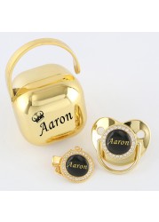 Any Name Personalized Gold Bling Pacifier Chain Clip Pacifier Box Set BPA Free Doll Pacifier Luxury Pacifier Baby Gift