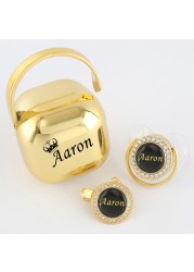 Any Name Personalized Gold Bling Pacifier Chain Clip Pacifier Box Set BPA Free Doll Pacifier Luxury Pacifier Baby Gift