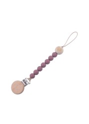 Wooden Baby Infant Toddler Doll Pacifier Silicone Soother Nipple Clip Chain Strap Baby Holder Chew Baby Teether Teething