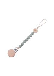 Wooden Baby Infant Toddler Doll Pacifier Silicone Soother Nipple Clip Chain Strap Baby Holder Chew Baby Teether Teething