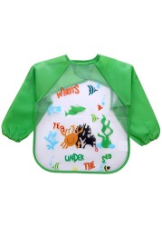 Baby Bandana Bibs Cute Cartoon Colorful Bibs Waterproof Infant Eating Children Sketch Long Sleeve Apron Baby Self Feeding Bib