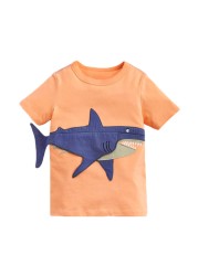 2022 Little Maven Summer Boys T-shirt Short Sleeve Clothes With Animal Shark For Kids Baby Breathable Cotton Tops