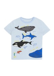 2022 Little Maven Summer Boys T-shirt Short Sleeve Clothes With Animal Shark For Kids Baby Breathable Cotton Tops