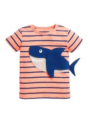 2022 Little Maven Summer Boys T-shirt Short Sleeve Clothes With Animal Shark For Kids Baby Breathable Cotton Tops