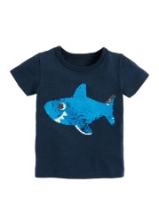 2022 Little Maven Summer Boys T-shirt Short Sleeve Clothes With Animal Shark For Kids Baby Breathable Cotton Tops