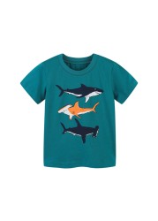 2022 Little Maven Summer Boys T-shirt Short Sleeve Clothes With Animal Shark For Kids Baby Breathable Cotton Tops