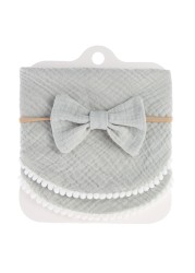 2pcs/set Gauze Baby Bib Headband Set Solid Newborn Cotton Girls Tassel Saliva Towel Bandana Burping Clothes Baby Feeding Stuff