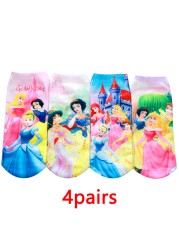 4 Pairs/Bag Kids Socks Children Frozen Socks Spring Cotton Anna Elsa Princess Cartoon Socks for Boy Girls Socks