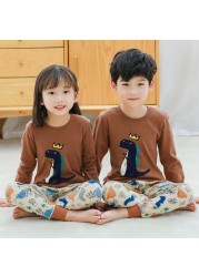 Boys Dinosaur Pajamas Children Sleepwear For 6 8 10 12 Years Kids Pajamas 100 Cotton Animal Cartoon Homewear Pajamas Suits