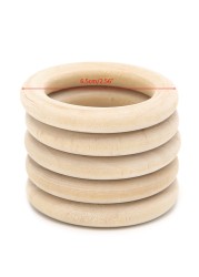 5pcs 70mm Baby Toys Beech Wooden Baby Teething Rings Baby Teething Accessories for Baby Necklace Bracelet Making DIY Craft