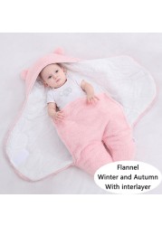 Soft Newborn Baby Wrap Blankets Baby Sleeping Bag Envelope for Newborns Sleeping Bag 100% Cotton Thicken Cocoon for 0-9 Months Baby