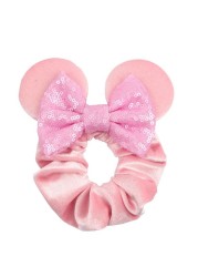 Little Girls Hair Band Kids Mickey Minnie Soft Hair Bow Children Sequin Velvet Ponytail Holders Baby No Damage Rubber Hair Tie