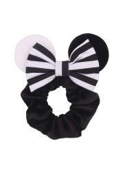 Little Girls Hair Band Kids Mickey Minnie Soft Hair Bow Children Sequin Velvet Ponytail Holders Baby No Damage Rubber Hair Tie