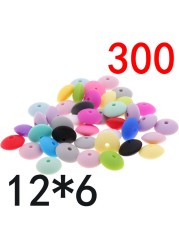 300pcs Silicone Flat Beads 12*6mm Chew Baby Teething Beads Lentil DIY Pacifier String Pearl Baby Toys Nurse Gift BPA Free