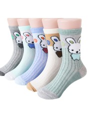 5pairs/lot Baby Boys Girls Cotton Socks Cute Cartoon Mid Mesh Non-slip Warm Children Socks Autumn Spring Summer