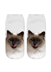 3D Printing Children Socks Funny Design Cute Cat Socks Unisex Gift Low Ankle Funny Socks 6-12 Years