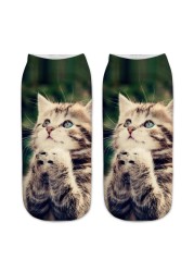 3D Printing Children Socks Funny Design Cute Cat Socks Unisex Gift Low Ankle Funny Socks 6-12 Years