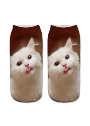 3D Printing Children Socks Funny Design Cute Cat Socks Unisex Gift Low Ankle Funny Socks 6-12 Years