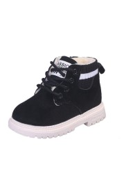 Autumn Winter Children's Shoes Martin Boots Boys Shoes Soft Leather Anti-slip Girls Shoes 21-30 Running Sneakers