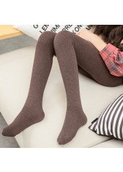 Winter Warm Kids Stripe Thicker Plush Pantyhose Baby Girl Leggings Ballet Dance Children Velvet White Dance Pantyhose