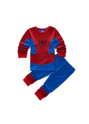 Autumn Children's Spider Set Kids Sleepers Boys Girls Super Hero Cartoon Long Sleeve Pajama Anna Elsa Sleepwear 2-7T Christmas Gift