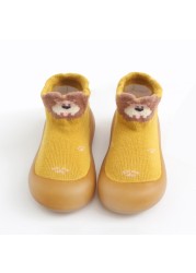 Unisex Children's Anti-Slip Shoes Cartoon Animal Fox Baby Girls First Walkers Boys Shoes Soft Rubber Outside Sole Toddler Pink