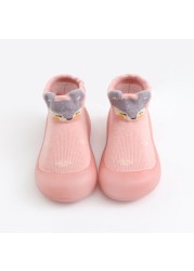 Unisex Children's Anti-Slip Shoes Cartoon Animal Fox Baby Girls First Walkers Boys Shoes Soft Rubber Outside Sole Toddler Pink