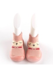 Unisex Children's Anti-Slip Shoes Cartoon Animal Fox Baby Girls First Walkers Boys Shoes Soft Rubber Outside Sole Toddler Pink