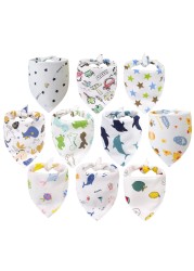 10pcs/lot baby bandana drool bibs 100% organic cotton bibs for boys and girls, super soft absorbent feeding bibs newborn bibs