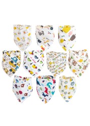 10pcs/lot baby bandana drool bibs 100% organic cotton bibs for boys and girls, super soft absorbent feeding bibs newborn bibs