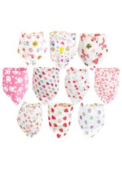 10pcs/lot baby bandana drool bibs 100% organic cotton bibs for boys and girls, super soft absorbent feeding bibs newborn bibs