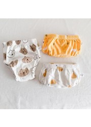 3 Pieces/Lot Baby Training Pants 6 Layers Baby Cloth Diapers Reusable Washable Cotton Elastic Waist Cloth Diaper 8-18kg Nappy