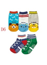 5 Pairs Non-slip Cute Cartoon Children Socks Spring Autumn Cotton Warm Breathable Boys Girls Absorb Sweat Sock for 0-8 Years