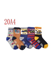 5 Pairs Non-slip Cute Cartoon Children Socks Spring Autumn Cotton Warm Breathable Boys Girls Absorb Sweat Sock for 0-8 Years